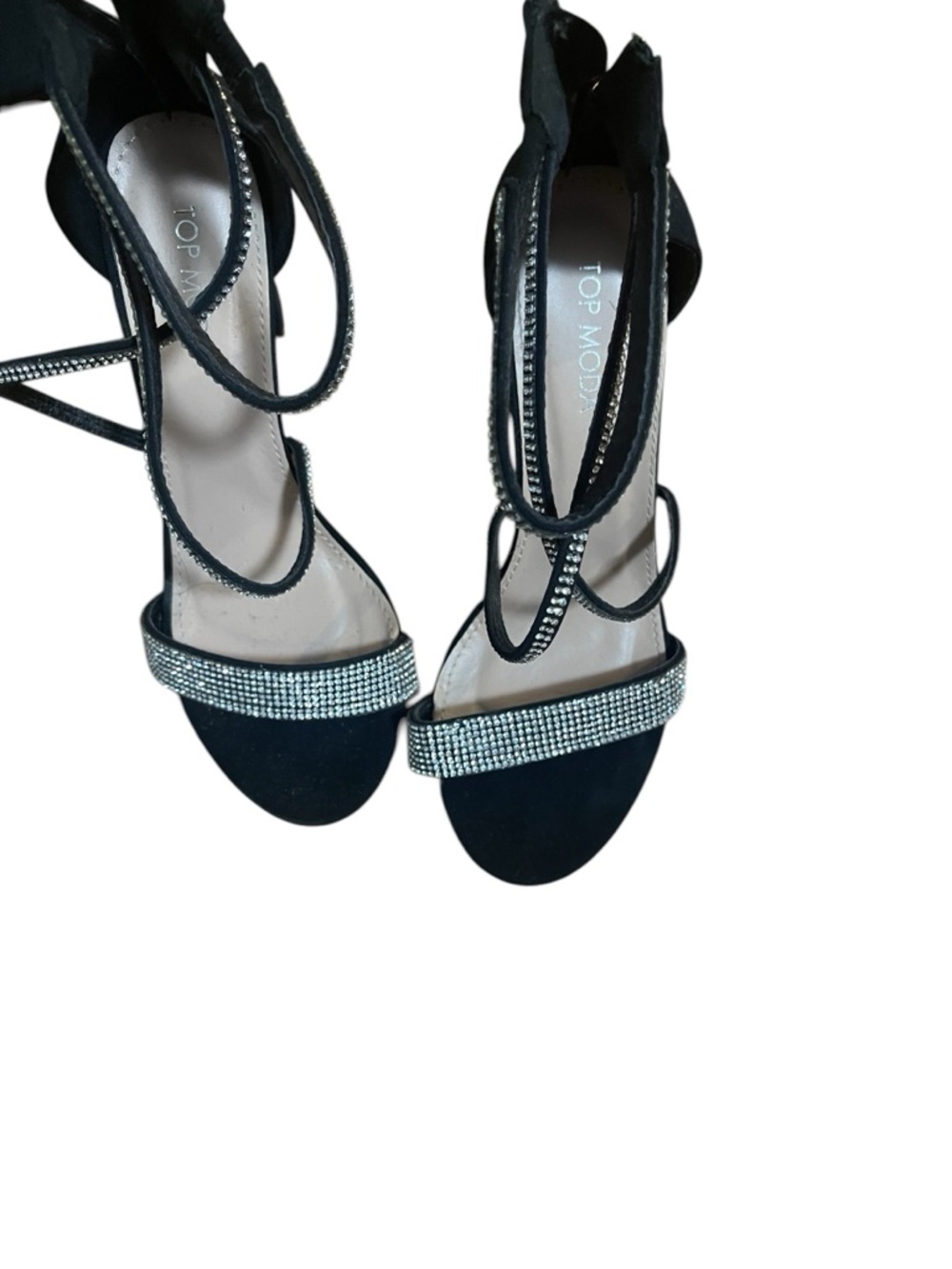 Top Moda Block Heels with Rhinestone - Picture 2 of 3